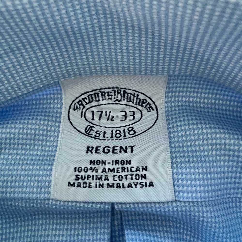 Brooks Brothers Blue Regent Non-Iron Supima Cotton Dress Shirt Size 17.5 - Picture 11 of 12